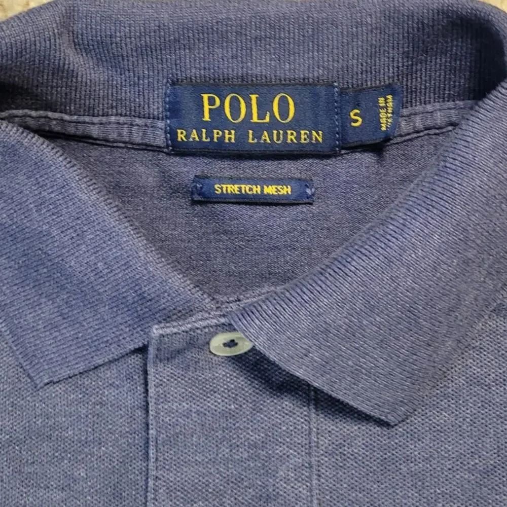 Polo Ralph Lauren Blue Stretch Mesh Polo S Preppy Classic Heritage Timeless